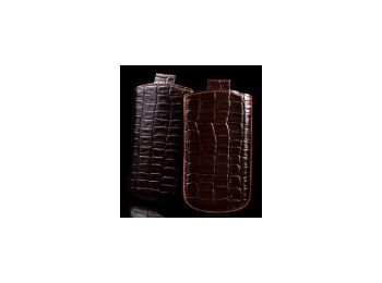 Telone Special Croco álló kihúzhatós bőrtok Samsung i8160 Galaxy Ace 2 méretű barna**