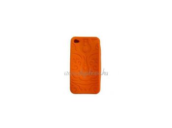 Apple iPhone 4, 4S mintás szilikon tok narancs (5)*