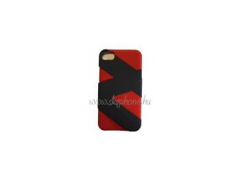 Apple iPhone 4, 4S szilikon tok műanyag mintával fekete-piros (33)*