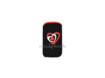 Neoprén dupla szív mintás álló tok piros (iphone 5 méret) (833)