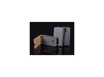 Telone Pocket Slim lefelé nyíló fényes bőrbevonatos fliptok Samsung G850 Galaxy Alpha-hoz szürke*