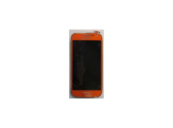 Samsung i9190, i9192, i9195 Galaxy S4 mini előlap, lcd kijelző és érintőpanel narancs, gyári