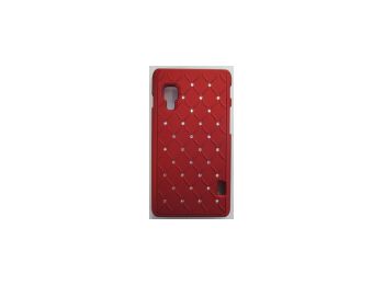 Telone Diamond matt műanyag hátlaptok strasszkövekkel LG E460 Optimus L5 2-höz piros*