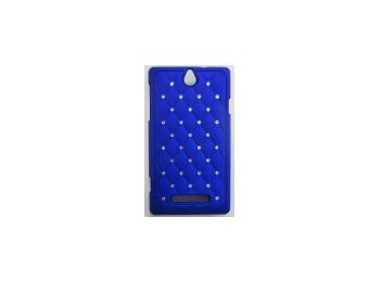 Telone Diamond matt műanyag hátlaptok strasszkövekkel Sony C1505 Xperia E-hez kék*