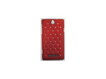 Telone Diamond matt műanyag hátlaptok strasszkövekkel Sony C1505 Xperia E-hez piros*
