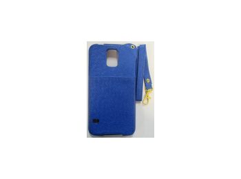 TFO Pocket bőrbevonatos szilikon tok kártyatartóval Samsung G900 Galaxy S5, G901 Galaxy S5 Plus, G903 Galaxy S5 Neo-hoz kék (GSM005198)*