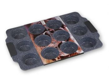 Szilikon fülű tapadásmentes 12 adagos muffin sütőforma