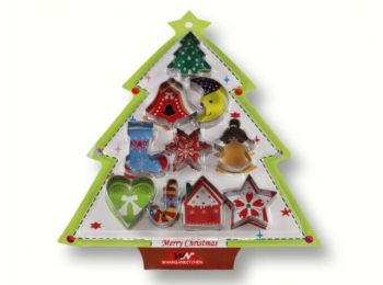 10 részes süti kiszúró készlet karácsonyfa alakú csom