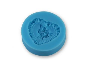 Rózsával díszített szív fondant szilikon forma