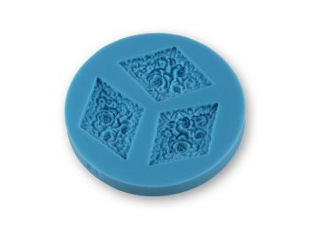 Rombusz alakú virágos medál szilikon fondant formázó