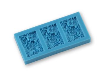 Téglalap alakú virágos medál szilikon fondant formázó