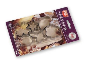 6 részes kis méretű fém sütikiszúró készlet hópehel