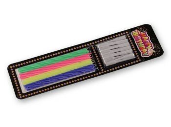 12 db színes vékony tortagyertya tartóval