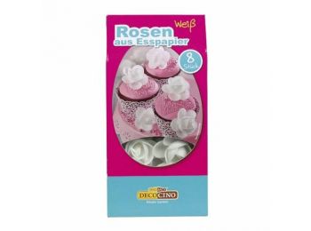 DecoCino fehér rózsa ostyavirág 8 db