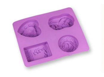 4 adagos szilikon szappanforma romantikus mintákkal