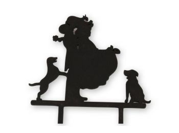 Matt fekete kutyás nászpár torta beszúró (sziluett)