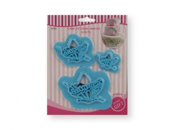 3 részes pillangó alakú fondant kiszúró mintázó