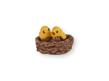 Sárga mini madarak fészekben műanyag tortadísz szülinap