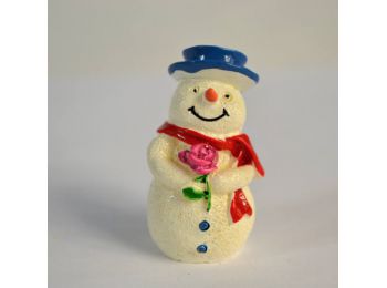 Mini kalapos hóember műanyag tortadísz