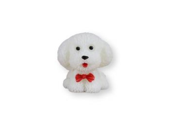 Mini cuki fehér kutya műanyag tortadísz szülinapi tortá