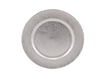 33 cm-es műanyag  ezüst színű süteményes tál