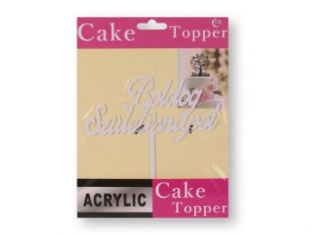 Fehér műanyag „Boldog Születésnapot” beszúró torta