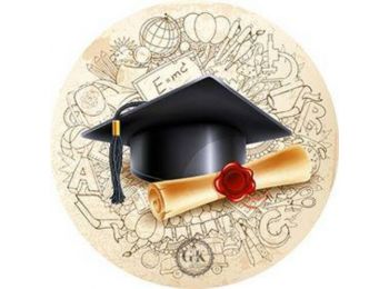 Pecsétes oklevél és kalap ballagási tortaostya