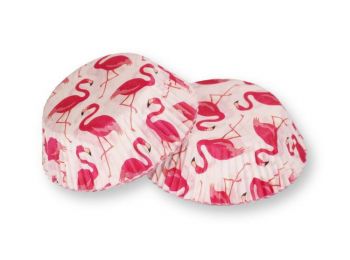 60 db rózsaszín flamingó mintás muffin papír