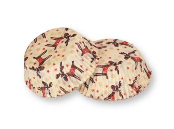 60 db rénszarvas mintás karácsonyi muffin papír