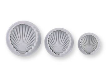 3 részes kagyló alakú rugós fondant kiszúró készlet