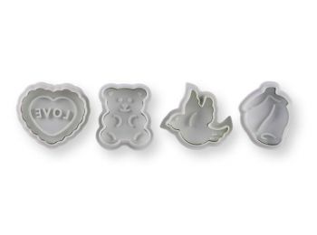 Fehér 4 részes LOVE & Bear rugós fondant kiszúró készl