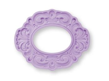 Nagy méretű díszes ovális keret szilikon fondant formáz