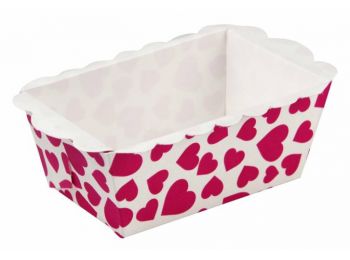 8 db fehér alapon pink szíves Zenker hosszúkás mini papír sütőforma