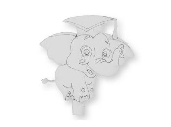 Fehér kalapos elefánt ballagási sziluett tortadísz