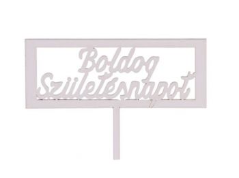 Fehér téglalap alakú Boldog születésnapot feliratos szi