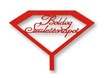 Piros gyémánt alakú Boldog születésnapot feliratos szil