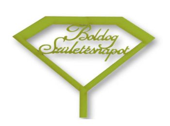 Világoszöld gyémánt alakú Boldog születésnapot felira