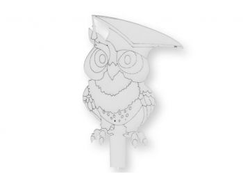 Nagy fehér kalapos bagoly ballagási sziluett tortadísz