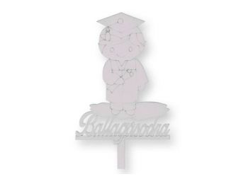 Fehér Ballagásodra feliratos ballagási sziluett tortadís