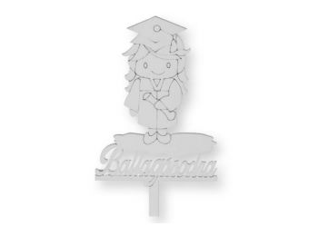 Fehér Ballagásodra feliratos lány ballagási sziluett tor