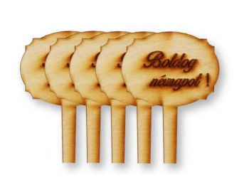 5 db natúr fa Boldog névnapot feliratos sziluett tortadís