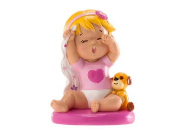 Ásító kislány baba keresztelő tortadísz