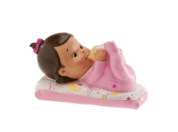 Fekvő kislány baba keresztelő tortadísz