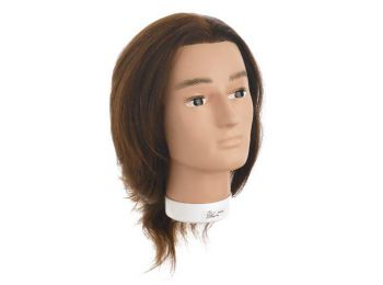 Hair Tools Bobby férfi babafej humán hajjal, 23-26 cm