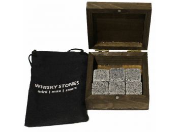 Whisky hűtő gránitkocka zsákkal fadobozban 6db