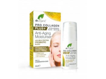 Dr Organic Pro Collagen Anti-Aging hidratáló arckrém tejprotein probiotikummal, 50 ml