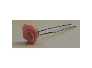 Byou rózsaszín rózsa hajtű strasszkővel, 1 db