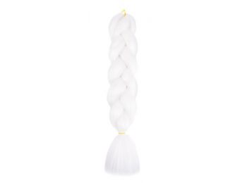 Afro szintetikus haj, 60 cm, 100 g, fehér