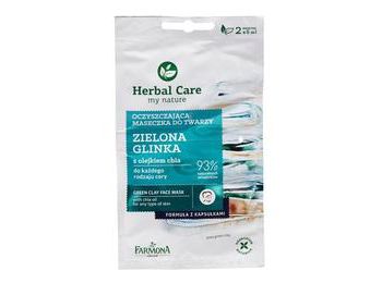 Farmona Herbal Care zöld agyag tisztító hatású arcpakolás chia olajjal, 2 x 5 ml