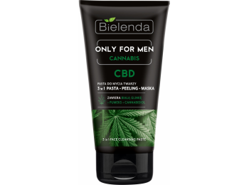 Bielenda Only For Men Cannabis 3 az 1-ben arclemosó krém, radír, arcmaszk, férfiaknak, 150 g